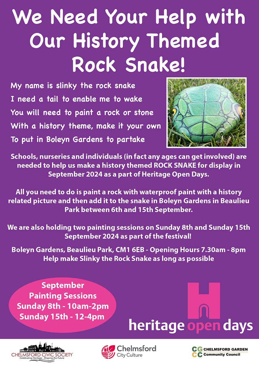 Heritage Open Days Chelmsford - Rock Snake poster